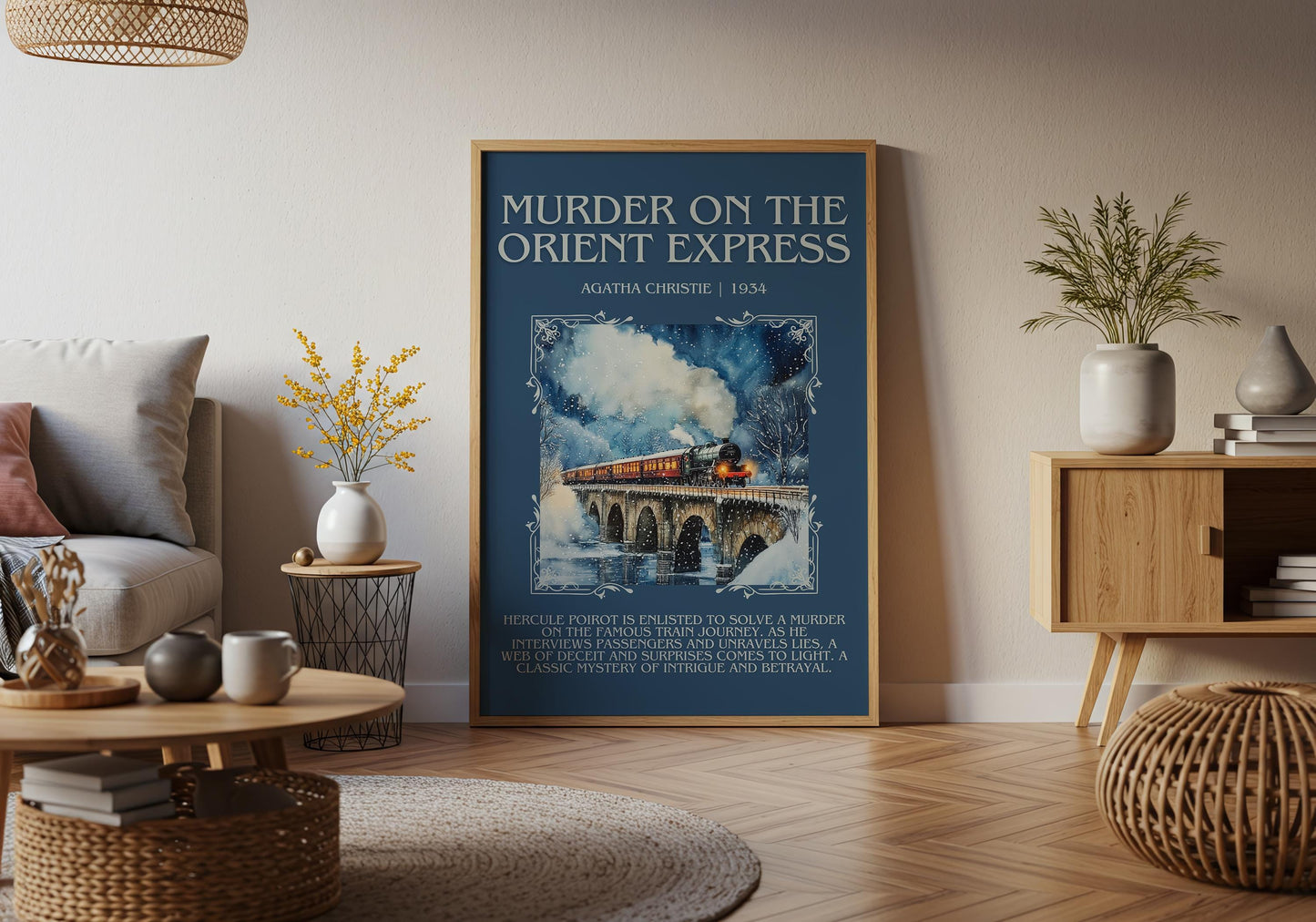 Murder On The Orient Express by Agatha Christie Descriptive, High Quality Poster Print. Free Delivery Wall Art.Author and Blurb Book Artwork