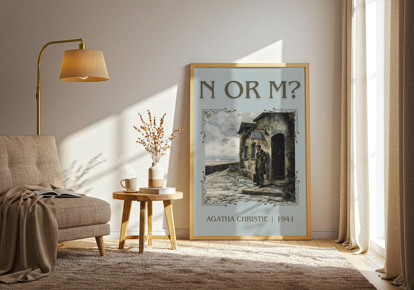 N Or M? by Agatha Christie High Quality Poster Print.Free Delivery Wall Art-Author&Blurb Book/Novel Minimalist Home Gift Cover Decor