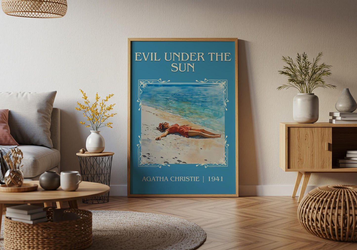 Evil Under The Sun by Agatha Christie High Quality Poster Print. Free Delivery Wall Art. Author and Blurb Book / Novel Minimalist Art.