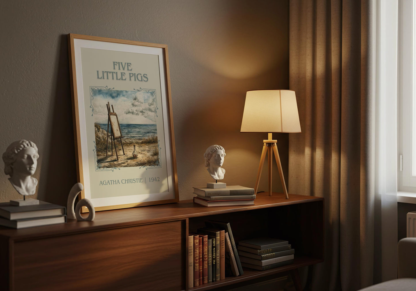 Five Little Pigs by Agatha Christie High Quality Poster Print. Free Delivery Wall Art. Author and Blurb Book / Novel Minimalist Art.