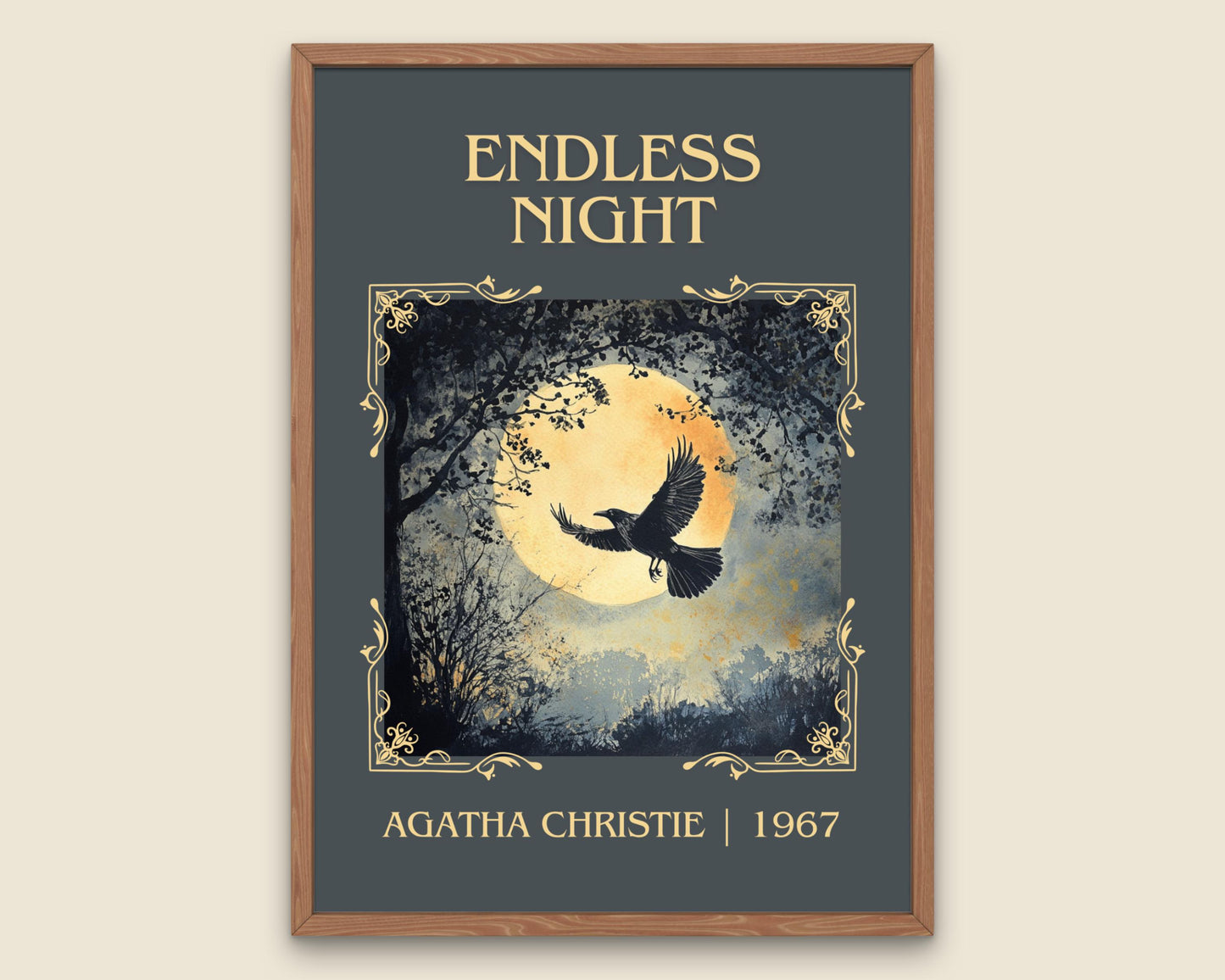 Endless Night by Agatha Christie High Quality Poster Print. Free Delivery Wall Art. Author & Blurb Book/Novel Minimalist Art Gift