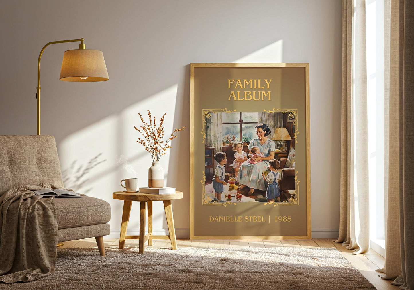 Family Album by Danielle Steel High Quality Poster Print. Free Delivery Wall Art-Author&Blurb Book Minimalist Home Gift Cover Decor Library