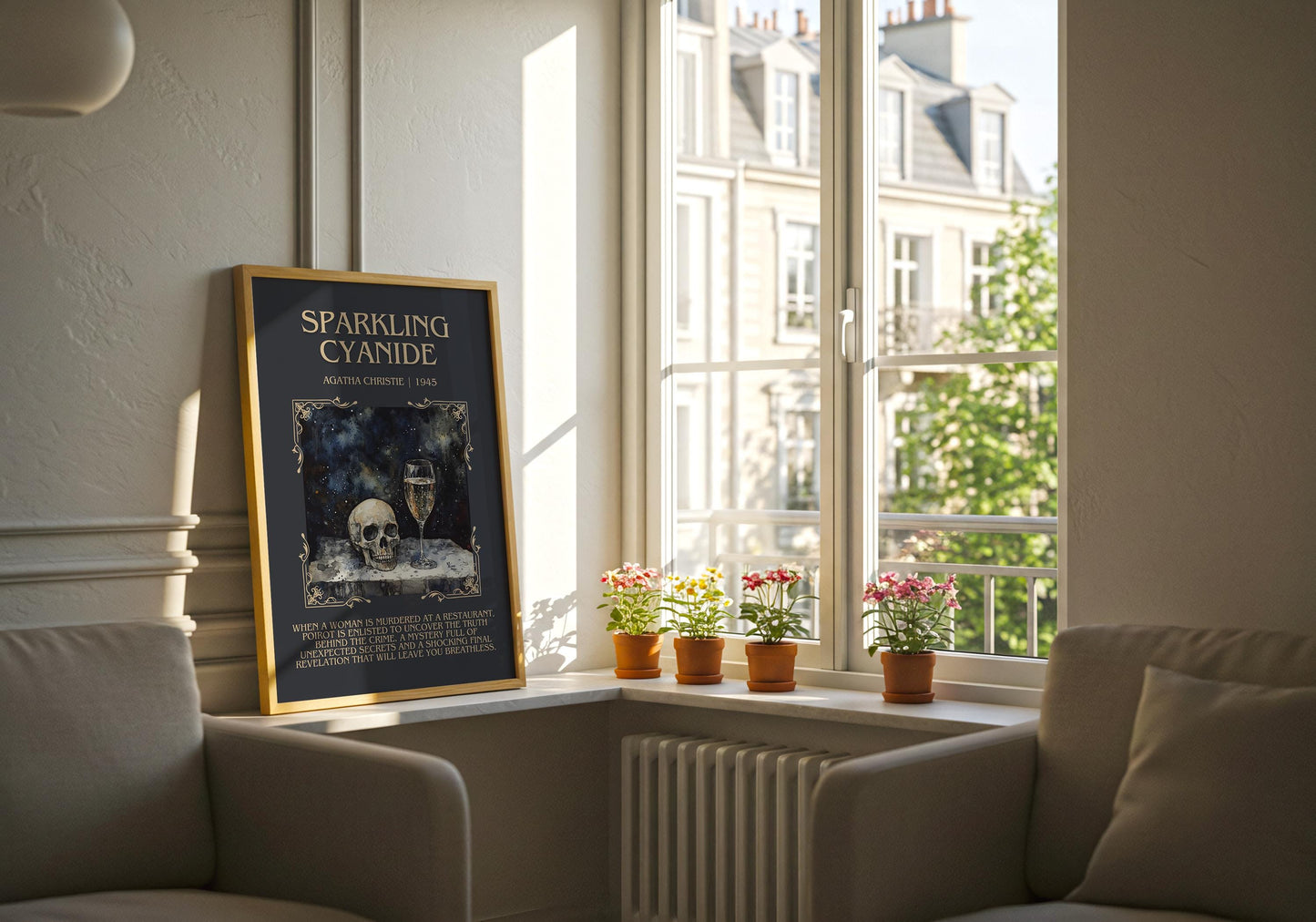 Sparkling Cyanide by Agatha Christie Descriptive, High Quality Poster Print. Free Delivery Wall Art. Author&Blurb Book Artwork. Summary Gift