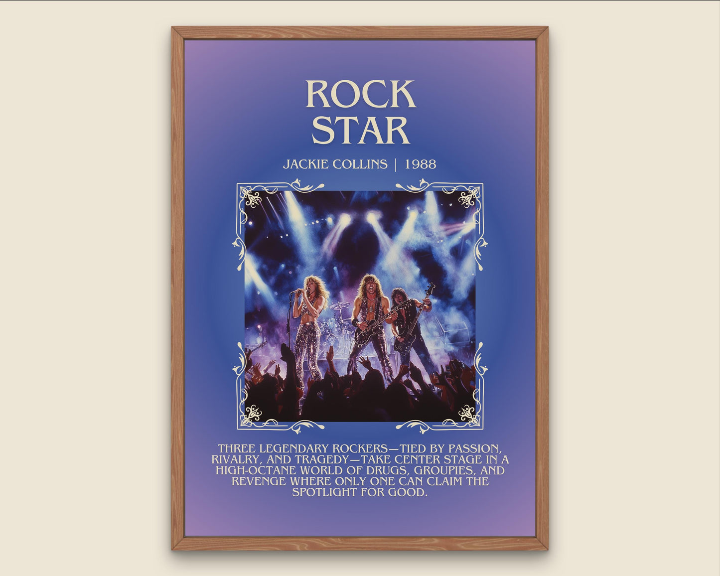 Rockstar by Jackie Collins Descriptive, High Quality Poster Print.Free Delivery Wall Art.Author&Blurb Book Artwork Home Decor Novel Art