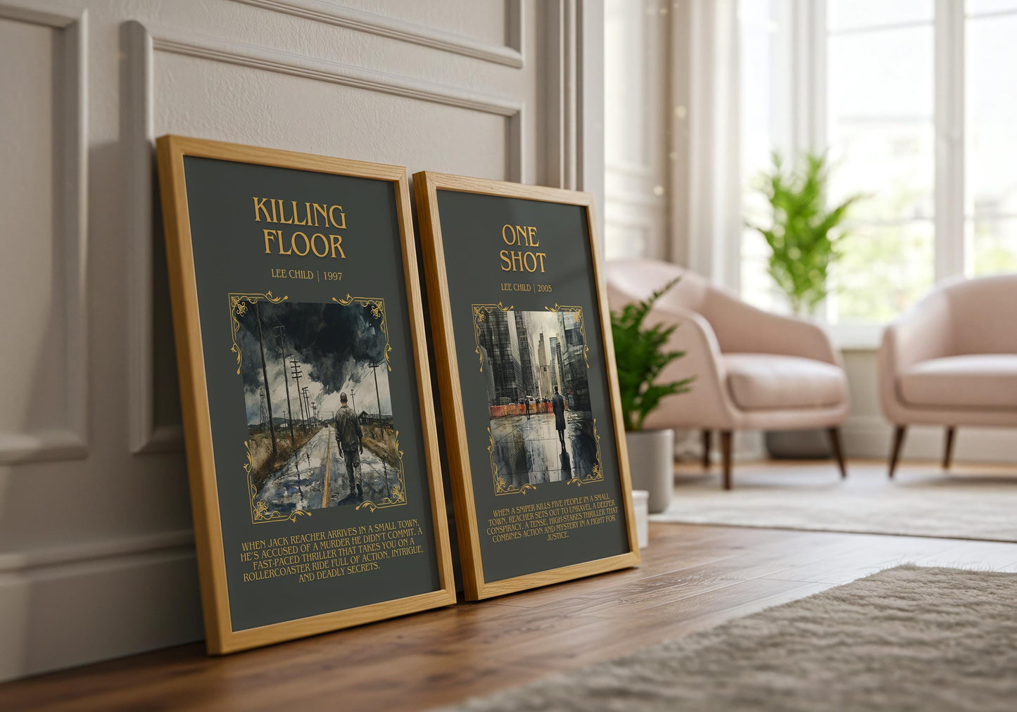 Killing Floor by Lee Child Descriptive, High Quality Poster Print. Free Delivery Wall Art.Author & Blurb Book Artwork. Book Summary Gift