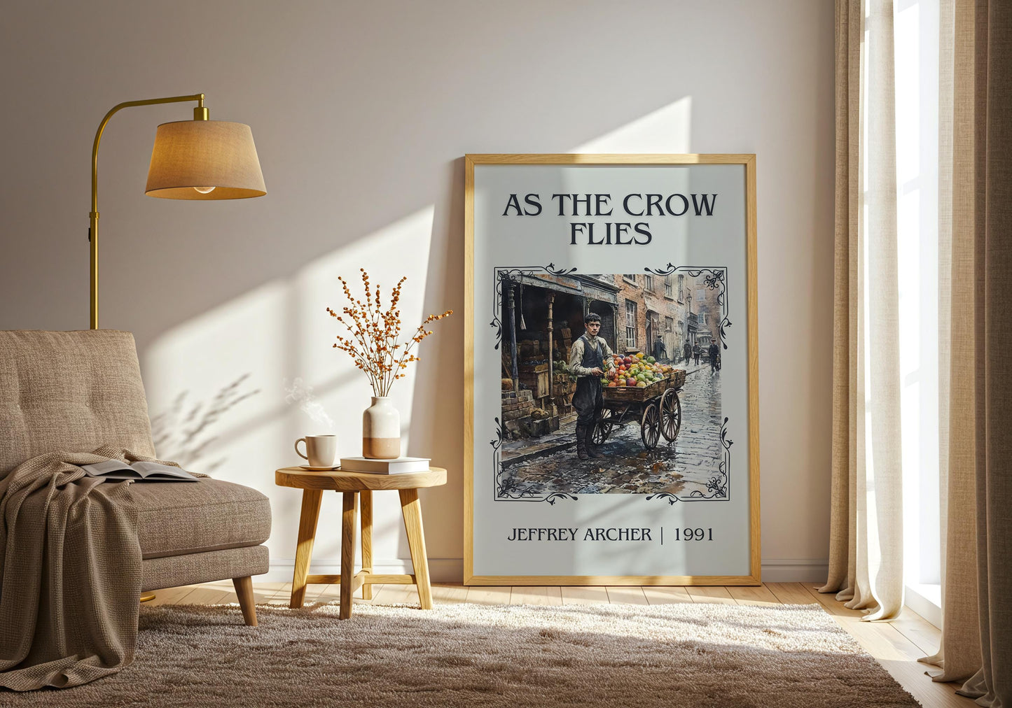 As The Crow Flies by Jeffrey Archer High Quality Poster Print. Free Delivery Wall Art-Author&Blurb Book Minimalist Home Gift Cover Library