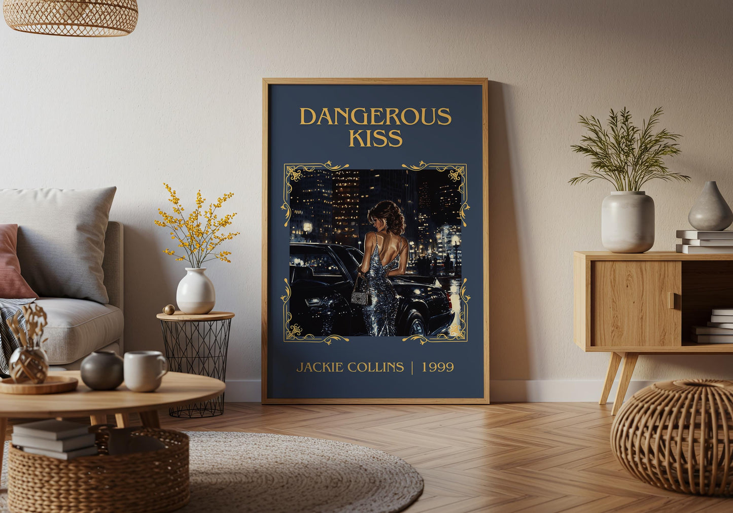Dangerous Kiss by Jackie Collins High Quality Poster Print. Free Delivery Wall Art-Author&Blurb Book Minimalist Home Gift Cover Library