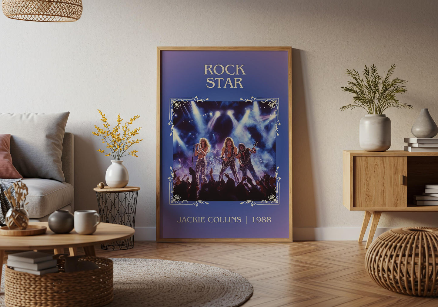 Rockstar by Jackie Collins High Quality Poster Print. Free Delivery Wall Art-Author&Blurb Book Minimalist Home Library Nook Gift
