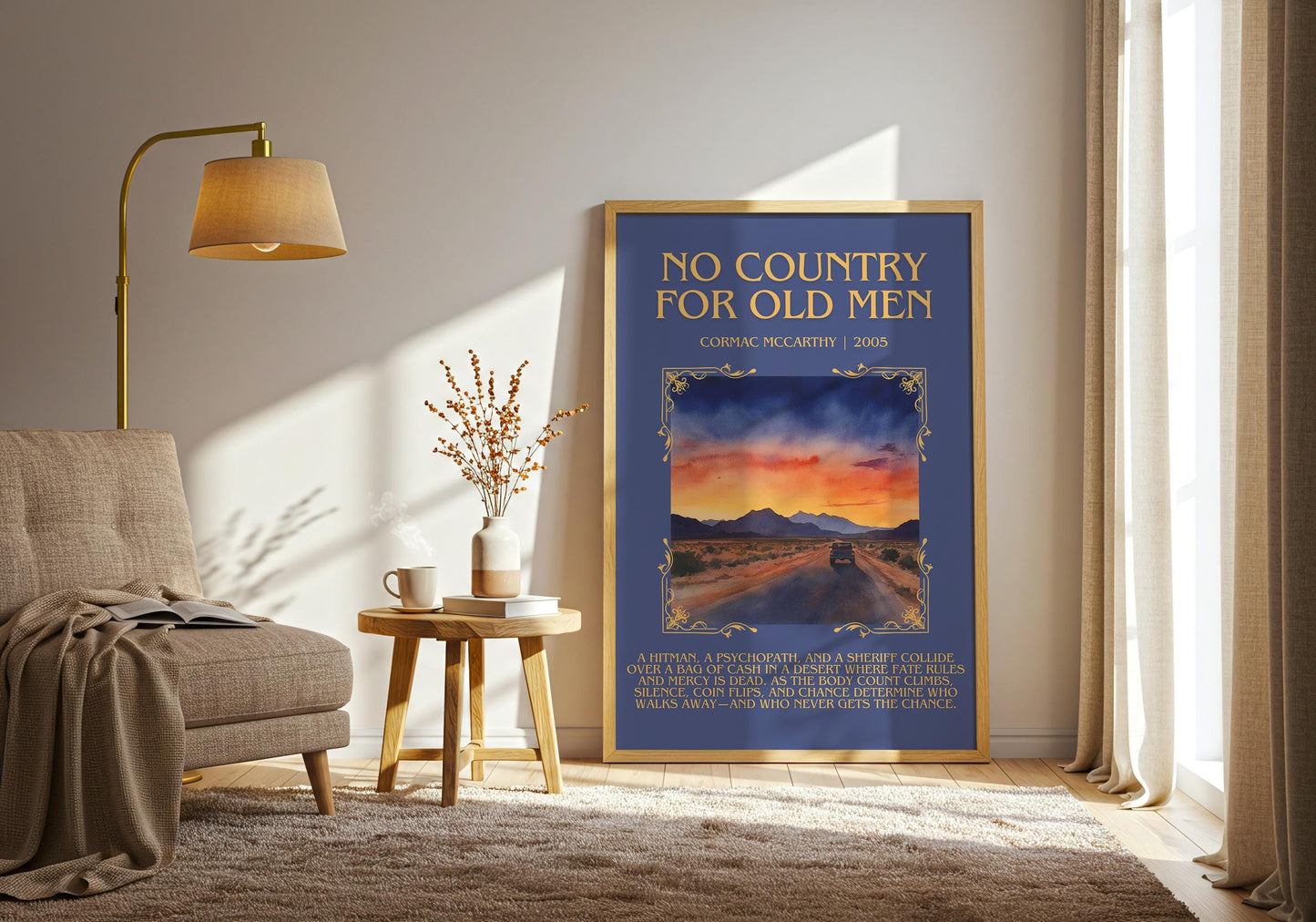 No Country For Old Men by Cormac McCarthy Descriptive, High Quality Poster Print.Free Delivery Wall Art. Author&Blurb Book Artwork Novel