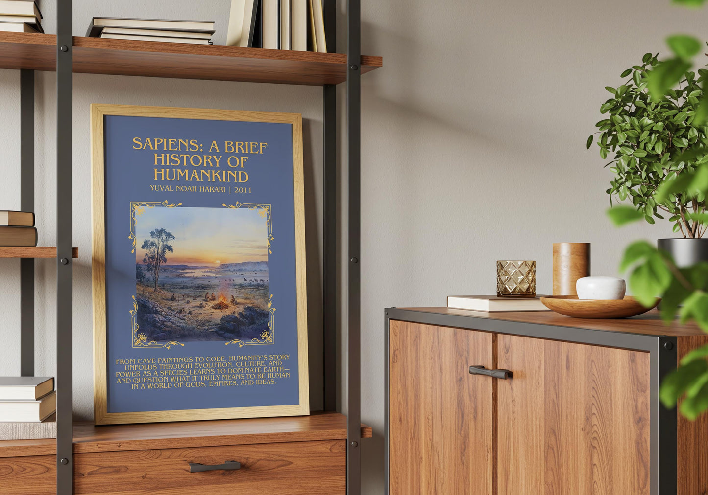 Sapiens: A Brief History Of Humankind by Yuval Noah Hurari Descriptive, High Quality Poster Print.Free Delivery Wall Art. Author&Blurb Book