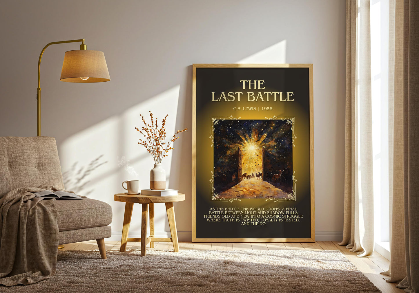 The Last Battle by C.S. Lewis Descriptive, High Quality Poster Print.Free Delivery Wall Art. Author&Blurb Book Library Nook Gift