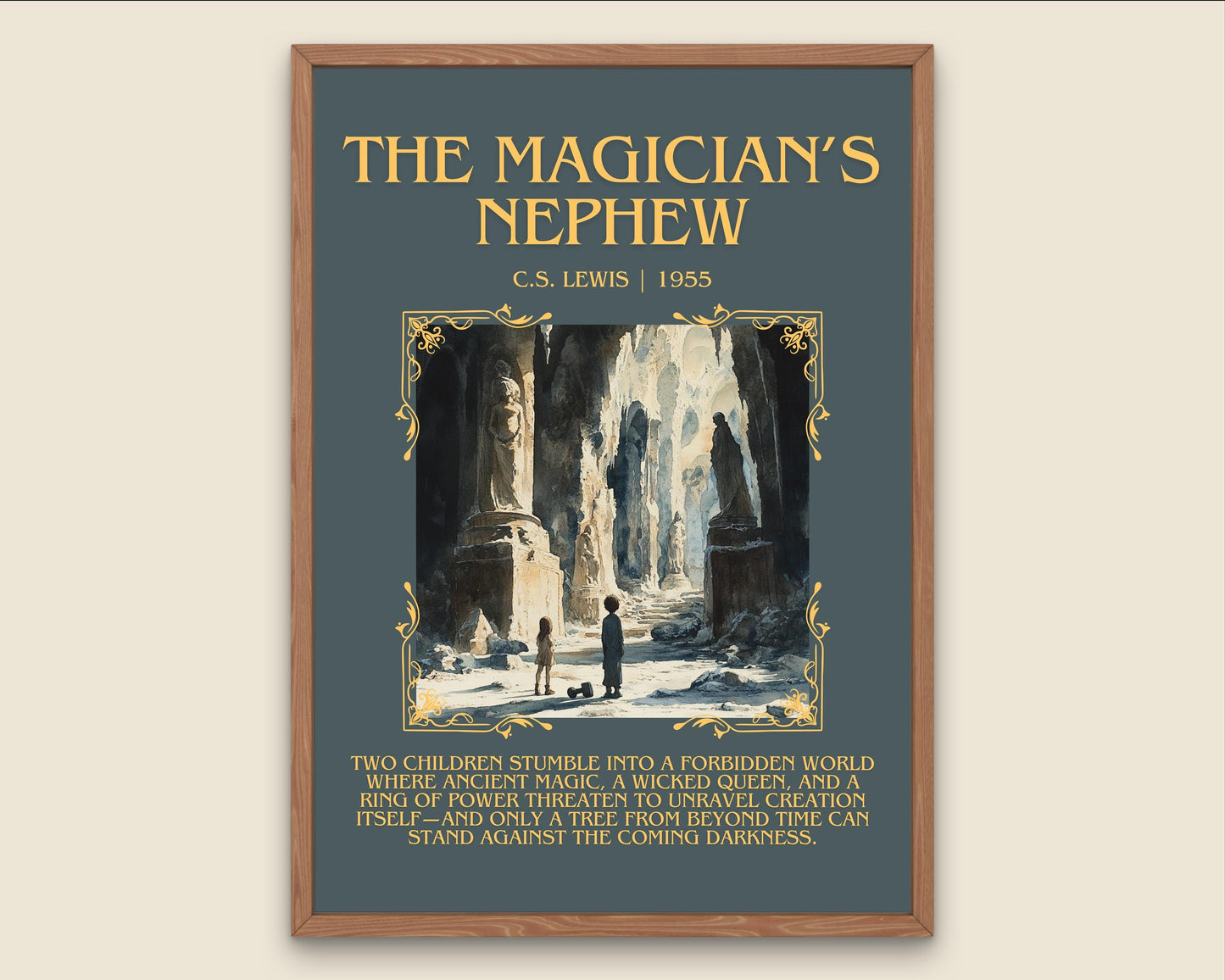The Magician's Nephew by C.S. Lewis Descriptive, High Quality Poster Print.Free Delivery Wall Art. Author&Blurb Book Library Nook Gift
