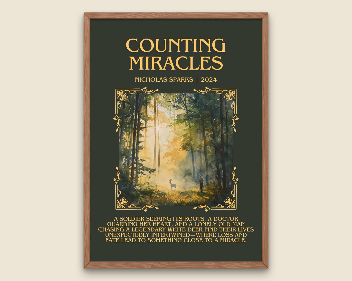 Counting Miracles by Nicholas Sparks Descriptive, High Quality Poster Print.Free Delivery Wall Art.Author&Blurb Book Artwork. Book Gift