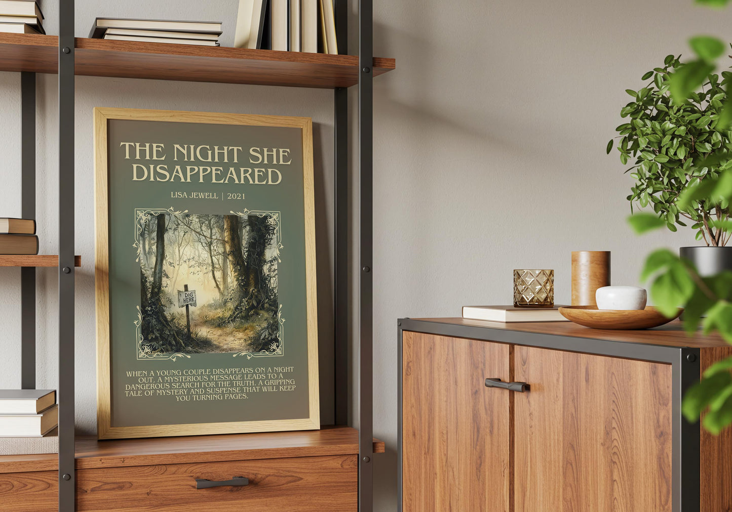 The Night She Disappeared by Lisa Jewell Descriptive, High Quality Poster Print.Free Delivery Wall Art.Author&Blurb Book Artwork. Summary