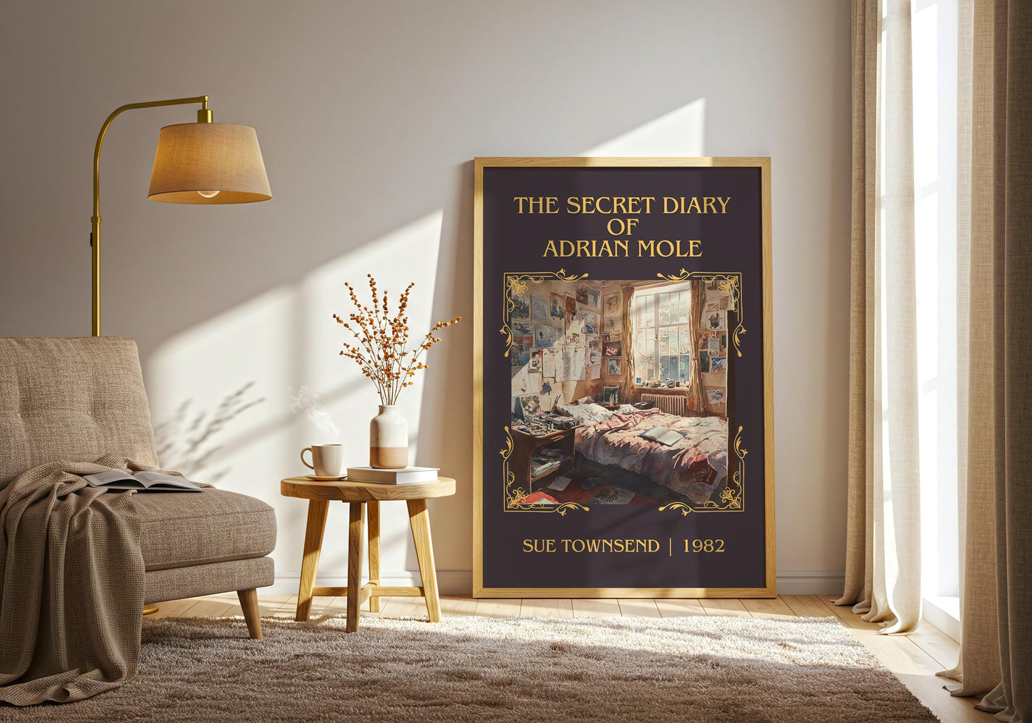 The Secret Diary Of Adrian Mole by Sue Townsend High Quality Poster Print.Fast Delivery Wall Art. Author, Title Book Artwork Minimalist Gift