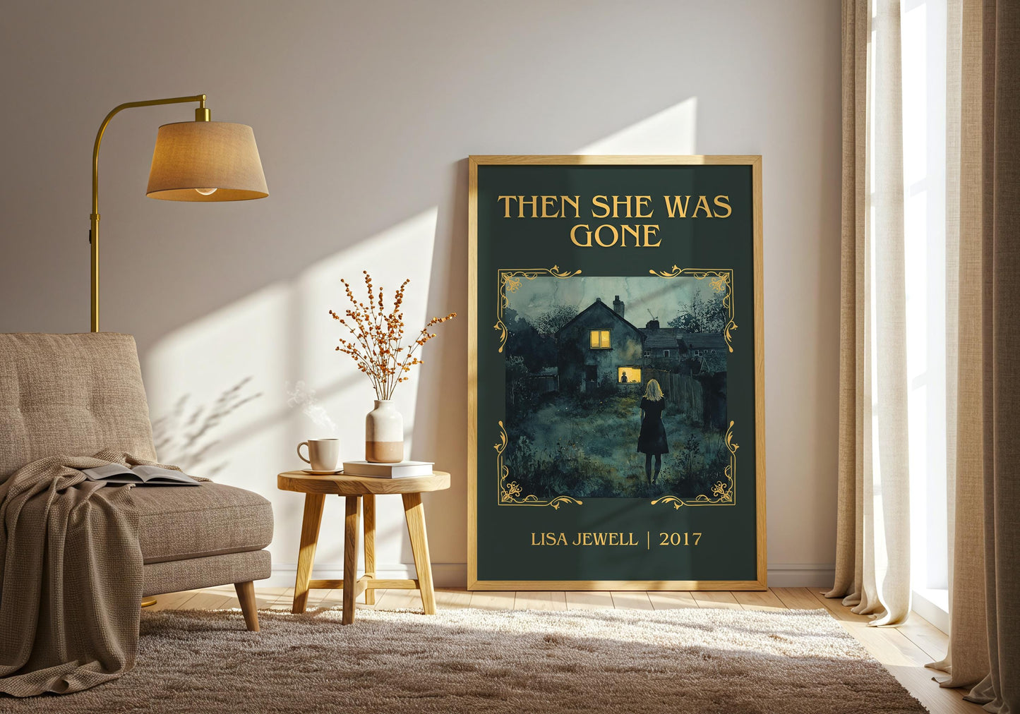 Then She Was Gone by Lisa Jewell High Quality Poster Print. Fast-Free Delivery Wall Art. Author, Title Book/Novel Artwork.Minimalist