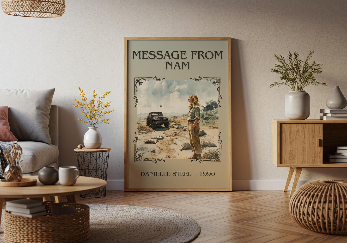 Message From Nam by Danielle Steel High Quality Poster Print. Free Delivery Wall Art. Author and Blurb Book / Novel Minimalist Art. Gift