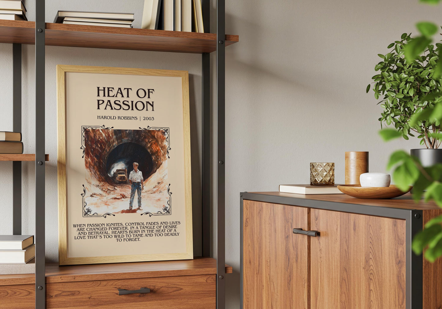Heat Of Passion by Harold Robbins Descriptive, High Quality Poster Print.Free Delivery Wall Art.Author&Blurb Book Library Nook Gift
