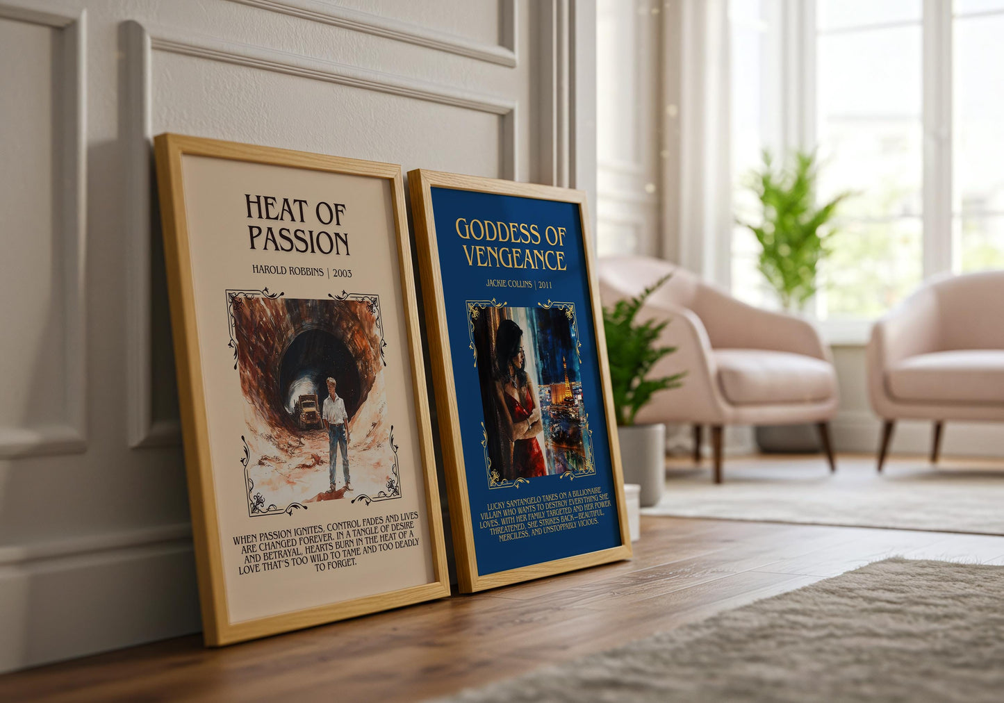 Heat Of Passion by Harold Robbins Descriptive, High Quality Poster Print.Free Delivery Wall Art.Author&Blurb Book Library Nook Gift
