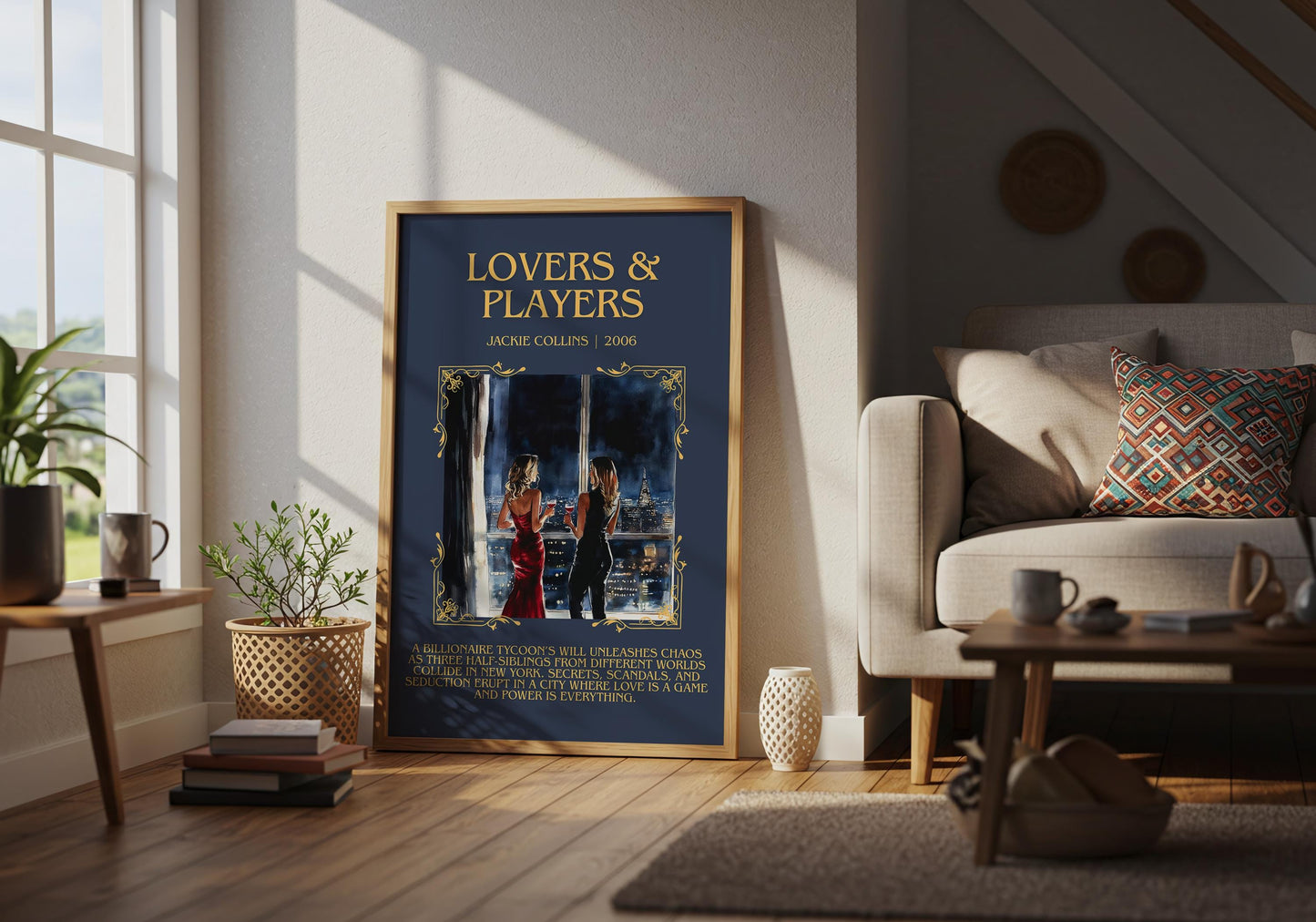 Lovers and Prayers by Jackie Collins Descriptive, High Quality Poster Print.Free Delivery Wall Art.Author&Blurb Book Library Nook Gift