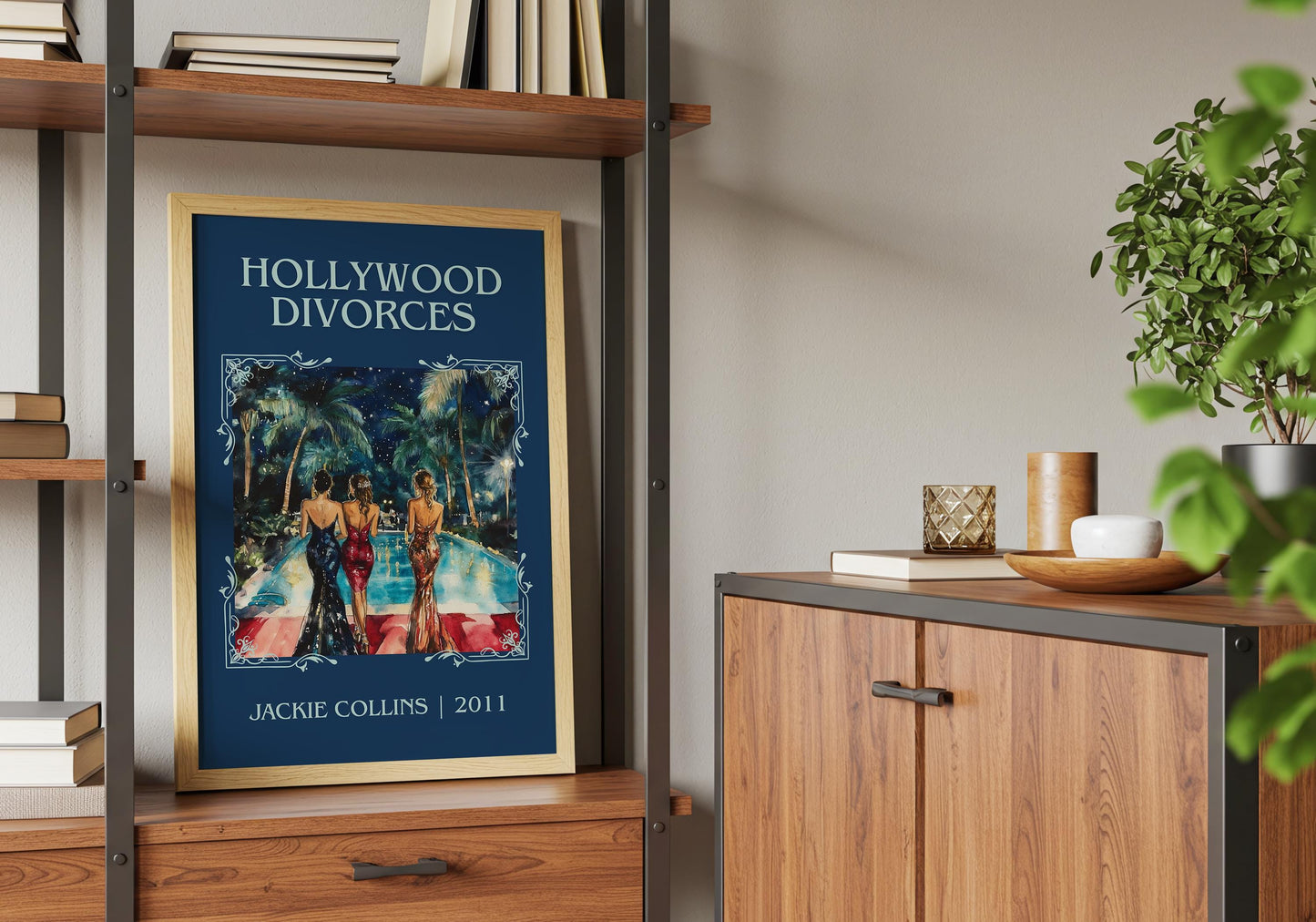 Hollywood Divorces by Jackie Collins High Quality Poster Print. Fast, Free Delivery Wall Art. Author-Title Book Artwork-Minimalist Nook