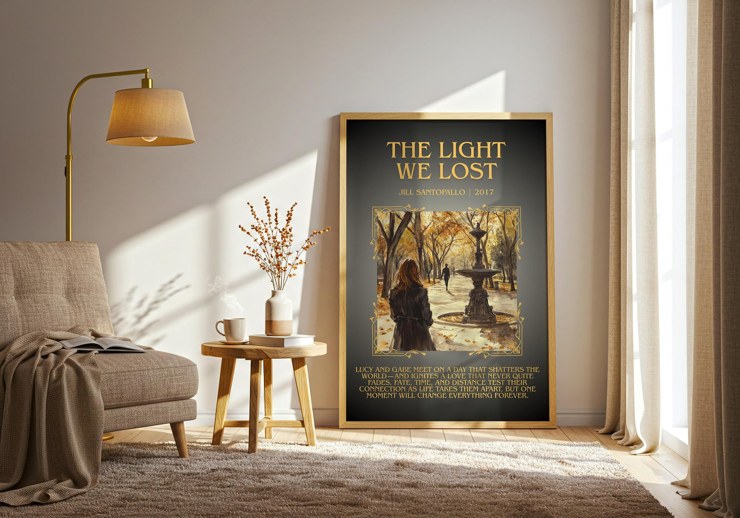 The Light We Lost by Jill Santopallo Descriptive, High Quality Poster Print.Free Delivery Wall Art.Author&Blurb Book Nook Gift Library