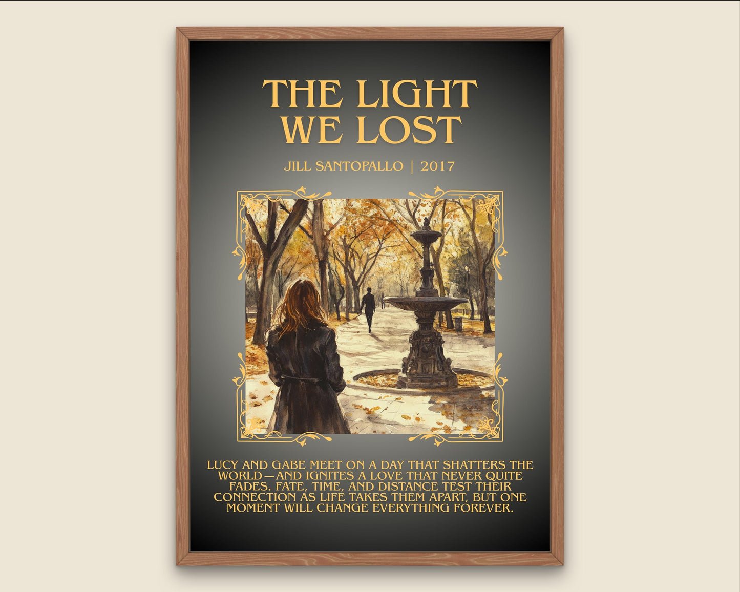 The Light We Lost by Jill Santopallo Descriptive, High Quality Poster Print.Free Delivery Wall Art.Author&Blurb Book Nook Gift Library