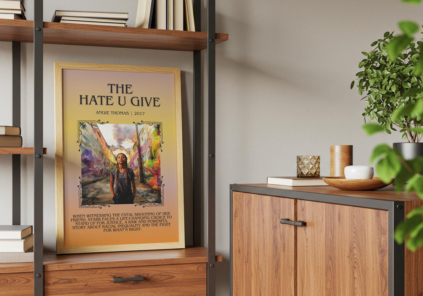 The Hate U Give by Angie Thomas Descriptive, High Quality Poster Print.Free Delivery Wall Art.Author and Blurb Book Artwork Gift Art