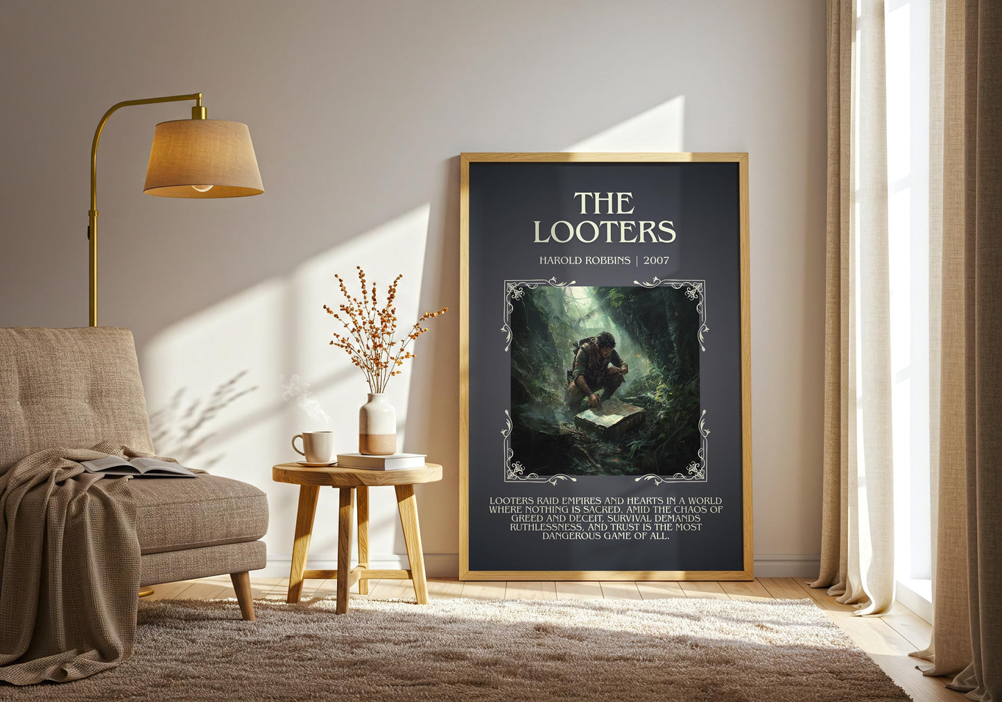 The Looters by Harold Robbins Descriptive, High Quality Poster Print.Free Delivery Wall Art.Author&Blurb Book Nook Gift Library