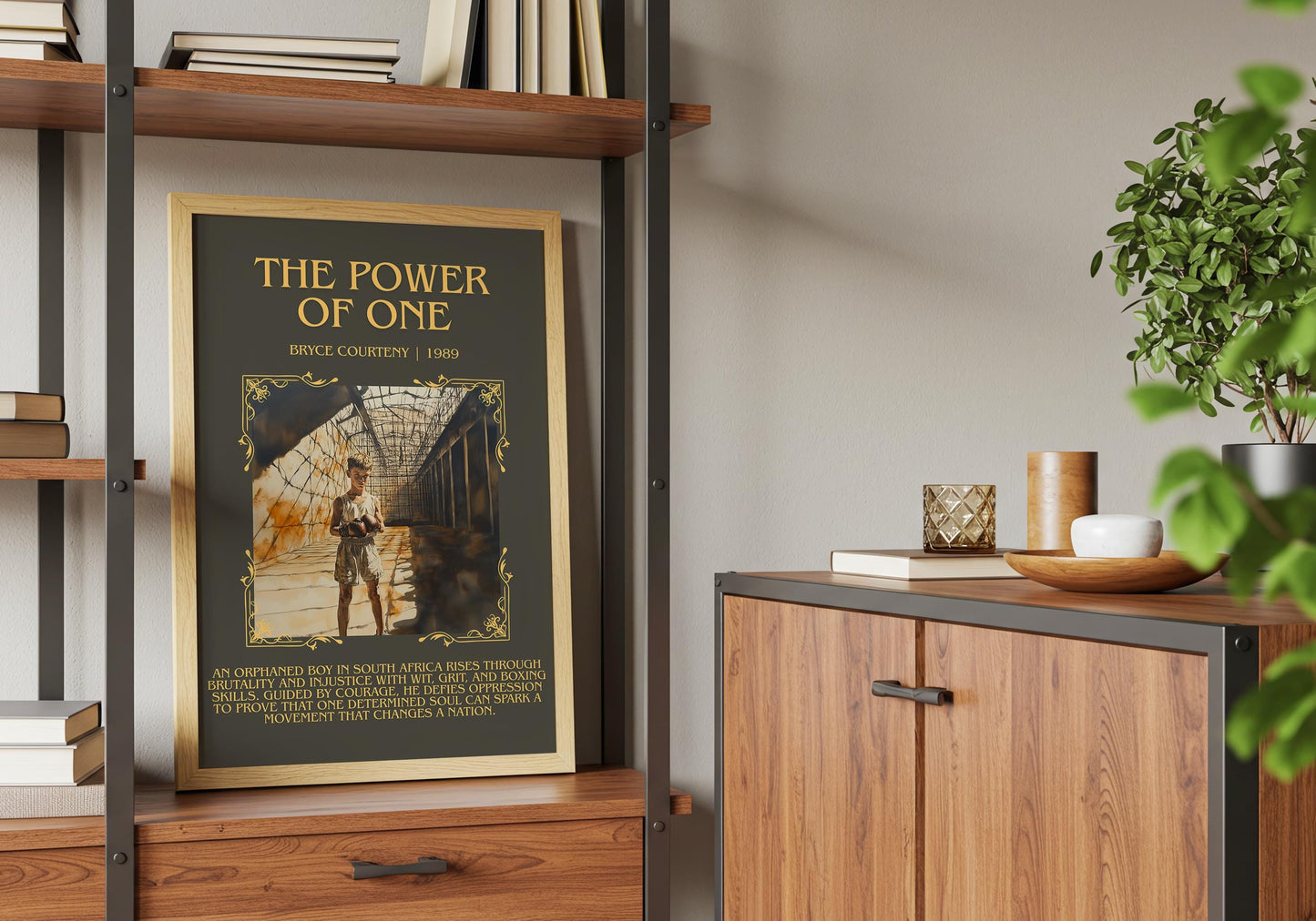 The Power Of One by Bryce Courtney Descriptive, High Quality Poster Print.Free Delivery Wall Art.Author&Blurb Book Nook Gift Library