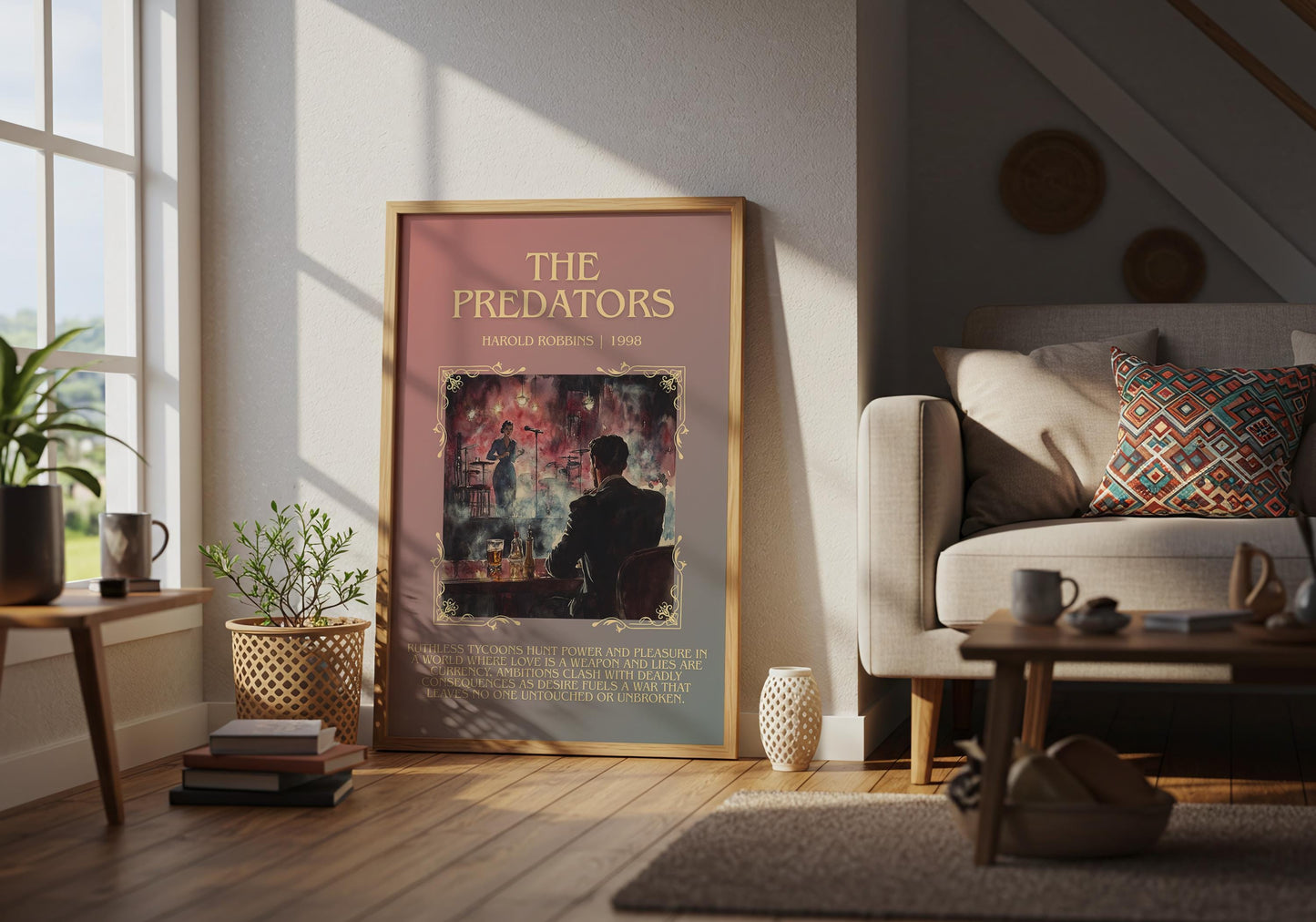 The Predators by Harold Robbins Descriptive, High Quality Poster Print.Free Delivery Wall Art.Author&Blurb Book Nook Gift Library