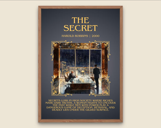 The Secret by Harold Robbins Descriptive, High Quality Poster Print.Free Delivery Wall Art.Author&Blurb Book Nook Gift Library