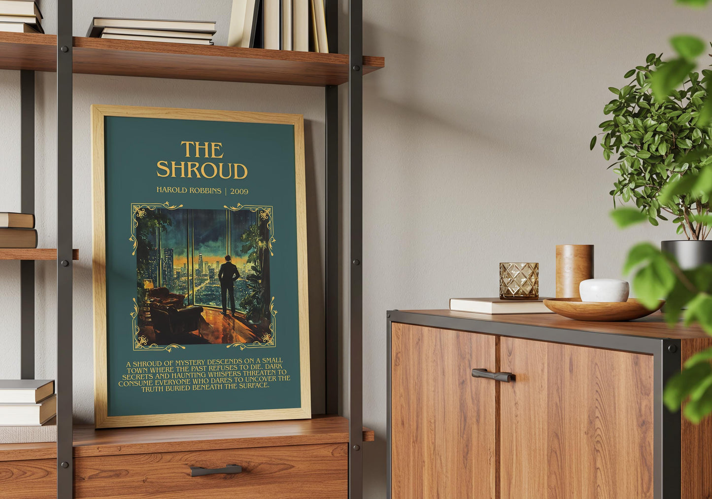 The Shroud by Harold Robbins Descriptive, High Quality Poster Print.Free Delivery Wall Art.Author&Blurb Book Nook Gift Library