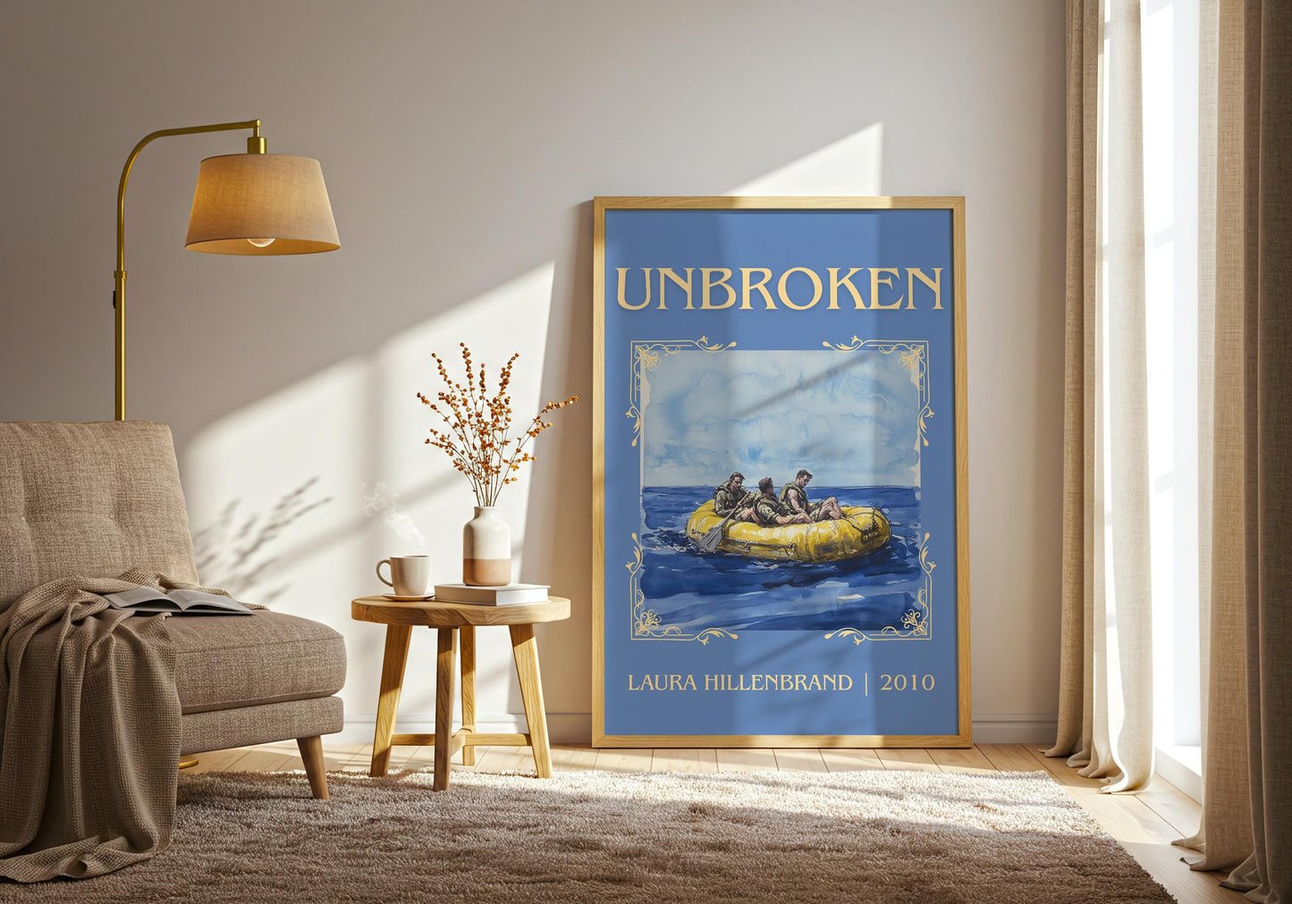 Unbroken by Laura Hillenbrand High Quality Poster Print-Free Delivery Wall Art. Author Book Artwork-Minimalist Gift Library Nook Gift