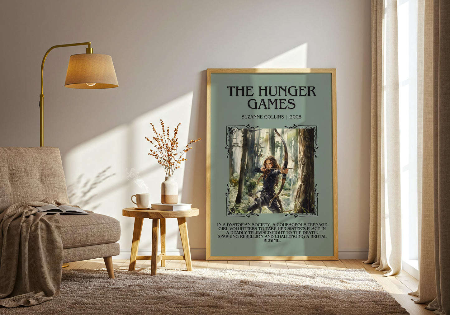 Hunger Games by Suzanne Collins Descriptive, High Quality Poster Print.Free Delivery Wall Art.Author and Blurb Book Artwork Gift Art