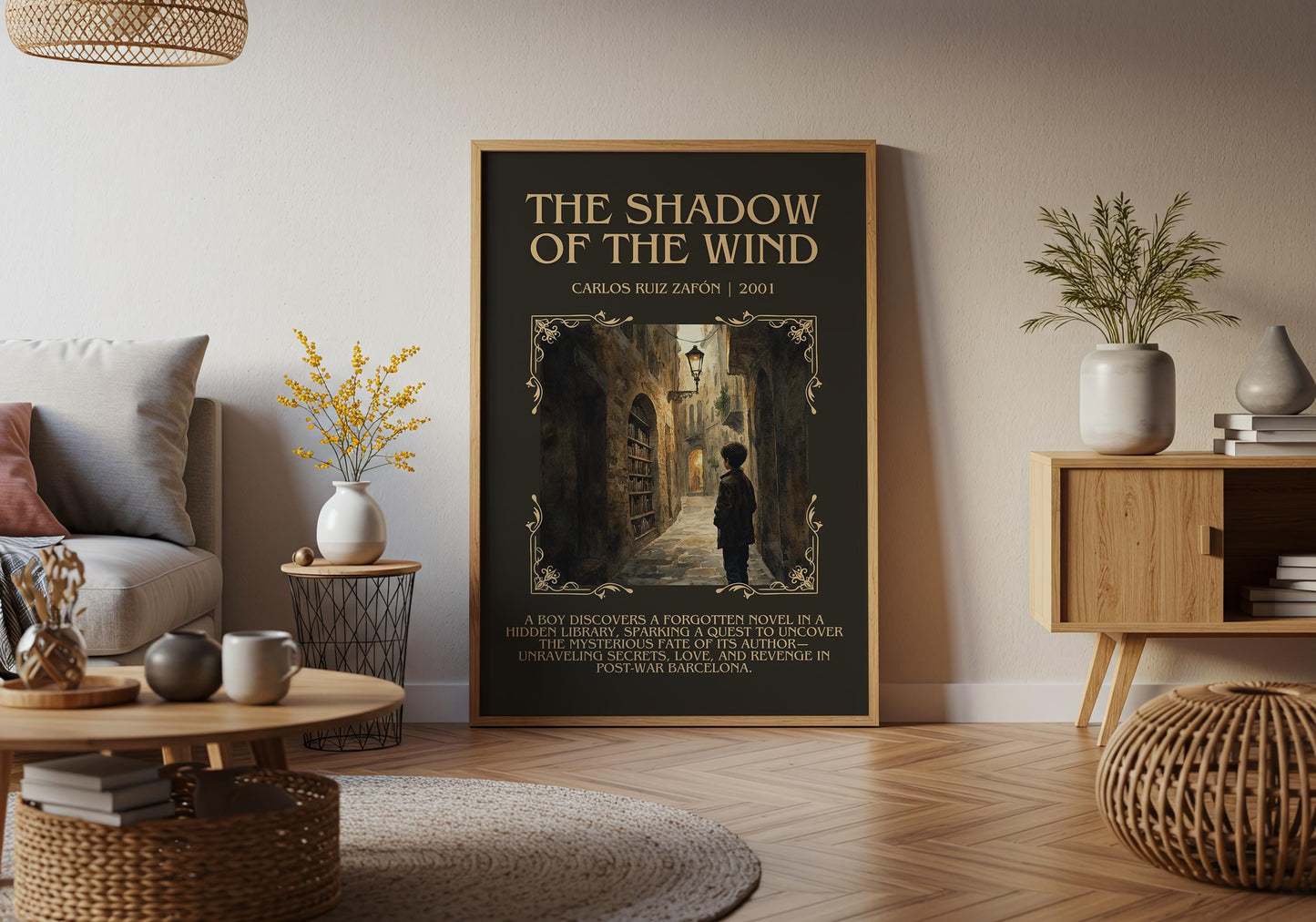 The Shadow Of The Wind by Carlos Ruiz Zafon Descriptive, High Quality Poster Print.Free Delivery Wall Art.Author and Blurb Book Artwork Gift