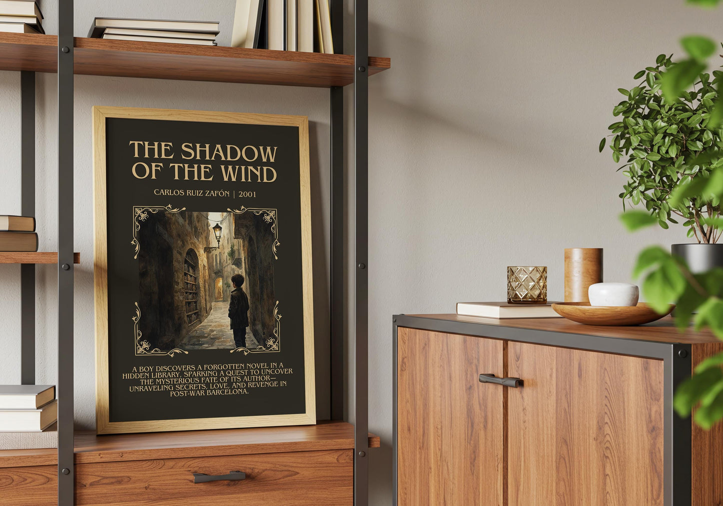 The Shadow Of The Wind by Carlos Ruiz Zafon Descriptive, High Quality Poster Print.Free Delivery Wall Art.Author and Blurb Book Artwork Gift