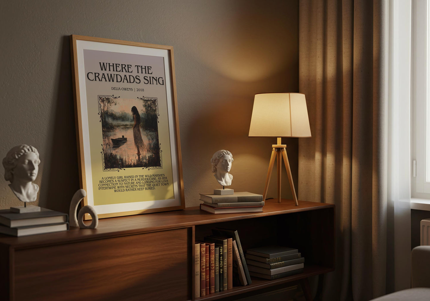 Where The Crawdads Sing by Delia Owens Descriptive, High Quality Poster Print.Free Delivery Wall Art.Author and Blurb Book Artwork Gift Art