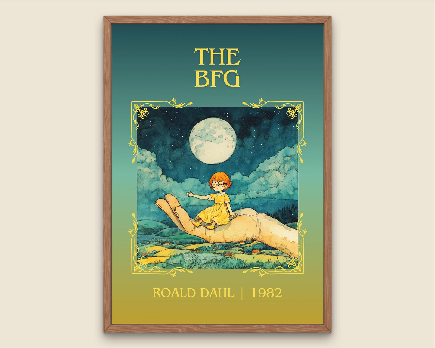 The BFG by Roald Dahl High Quality Poster Print. Free Delivery Wall Art. Author & Blurb Book/Novel Minimalist Home Art Gift Cover