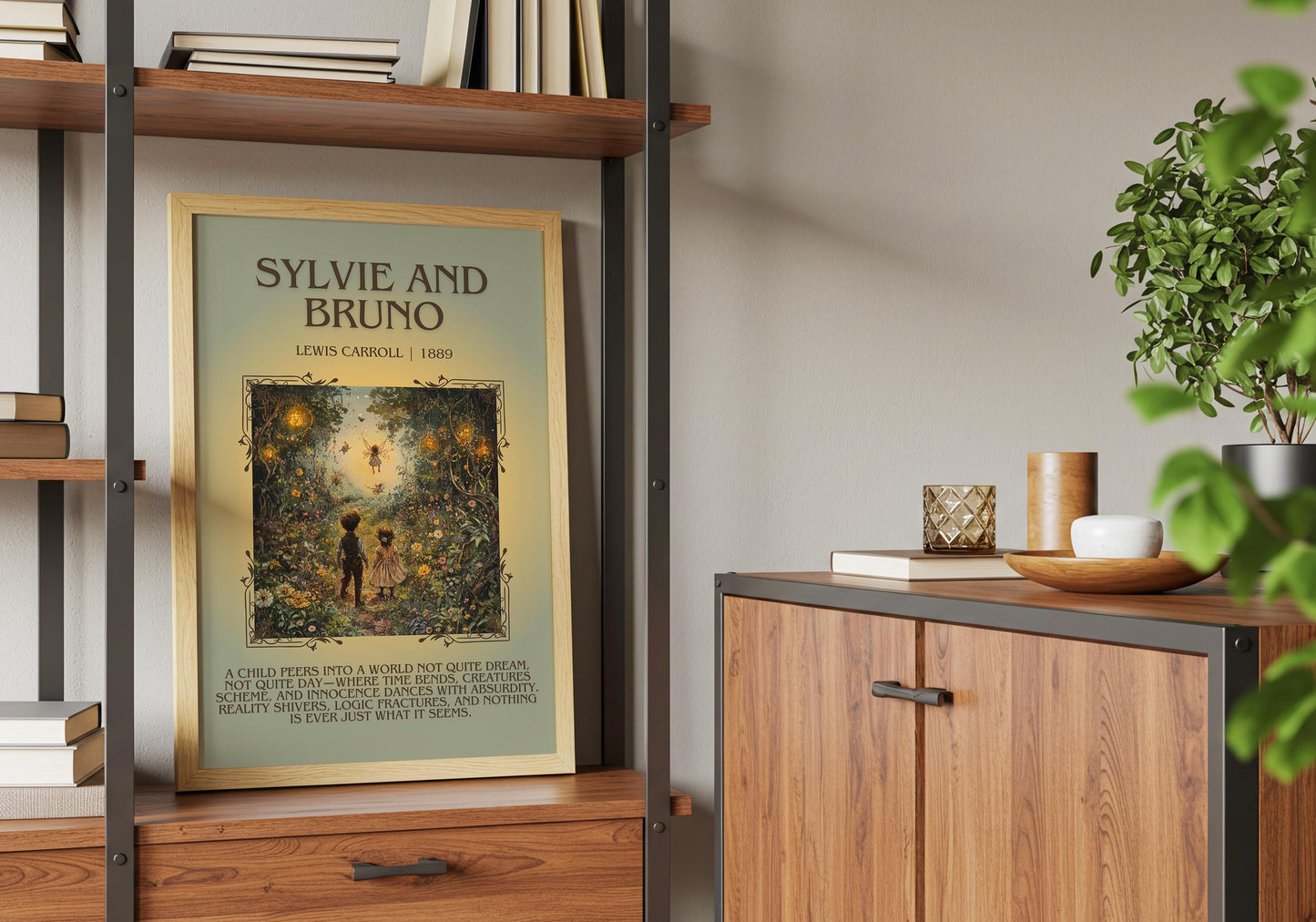 Sylvie And Bruno by Lewis Carroll Descriptive, High Quality Poster Print.Free Delivery Wall Art. Author & Blurb Book Artwork Cover Gift