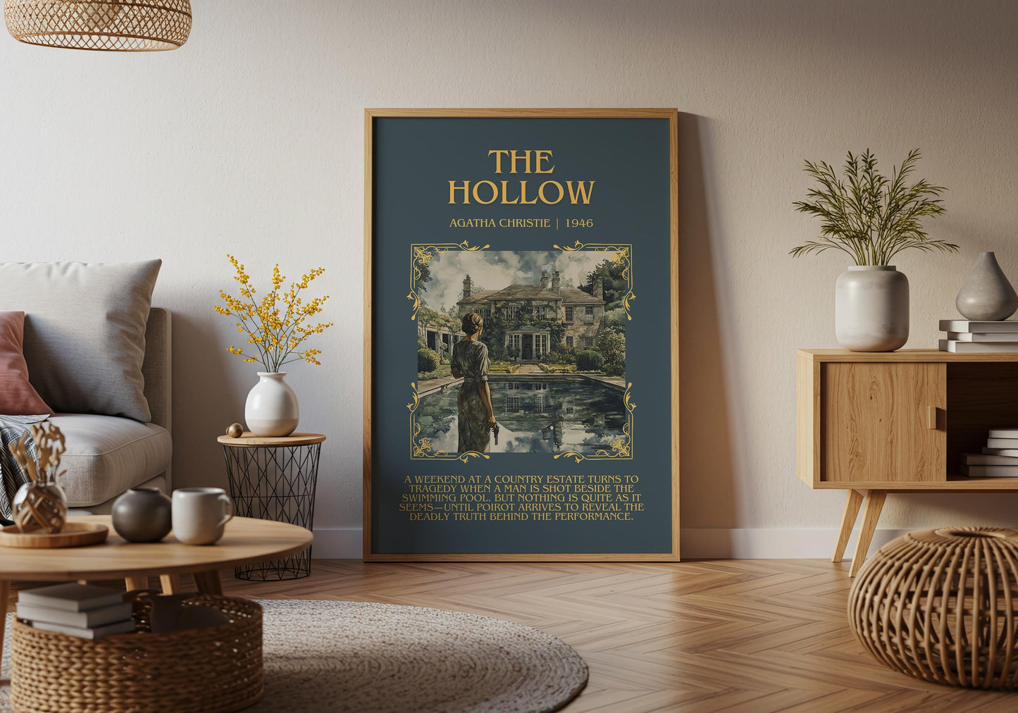 The Hollow by Agatha Christie Descriptive, High Quality Poster Print.Free Delivery Wall Art. Author & Blurb Book Artwork Cover Gift