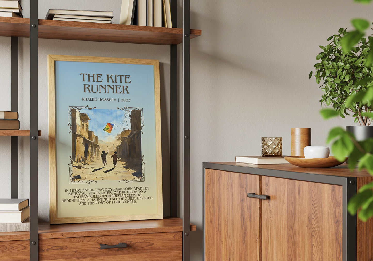 The Kite Runner by Khaled Hosseini Descriptive, High Quality Poster Print.Free Delivery Wall Art. Author & Blurb Book Artwork Cover