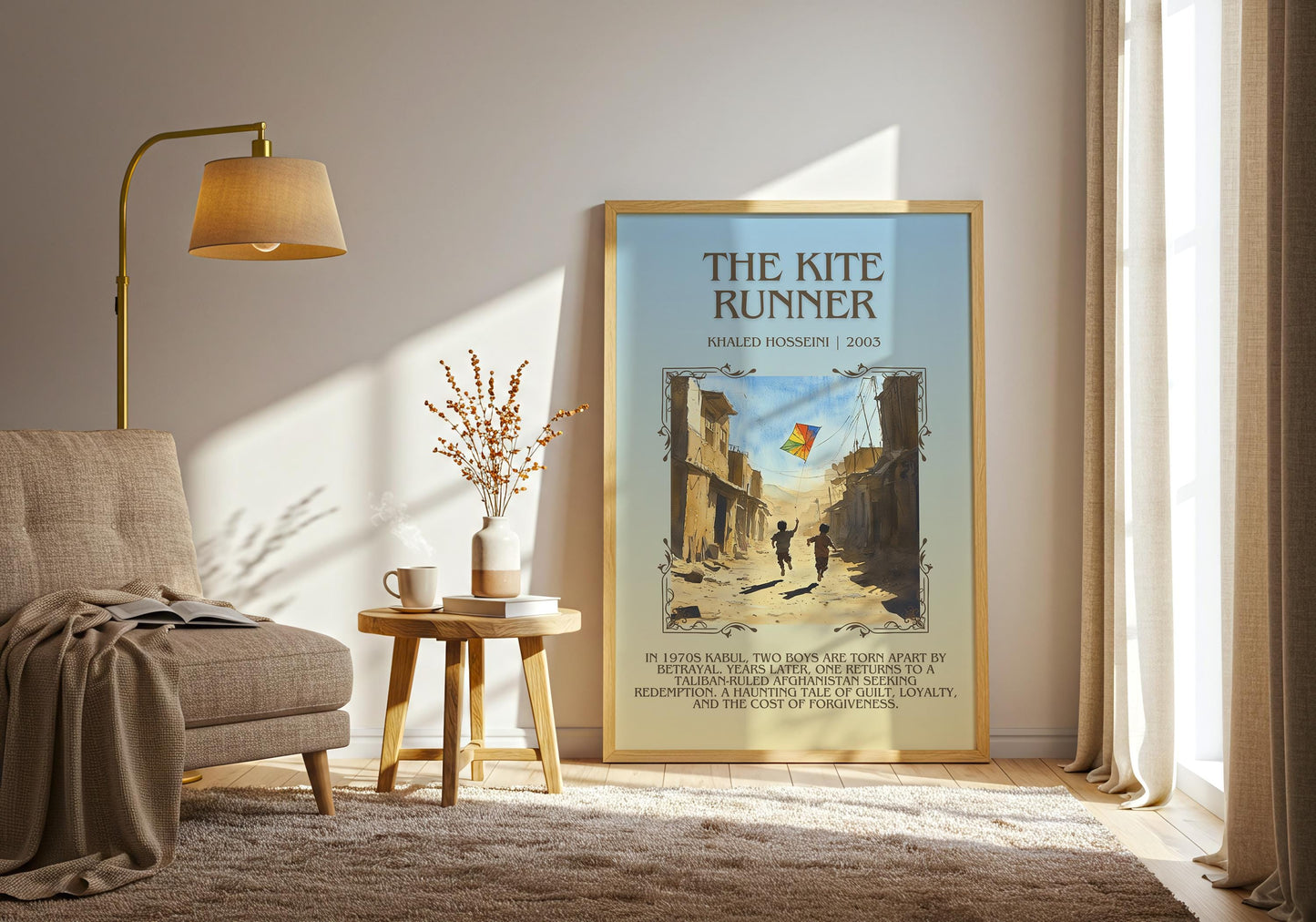 The Kite Runner by Khaled Hosseini Descriptive, High Quality Poster Print.Free Delivery Wall Art. Author & Blurb Book Artwork Cover