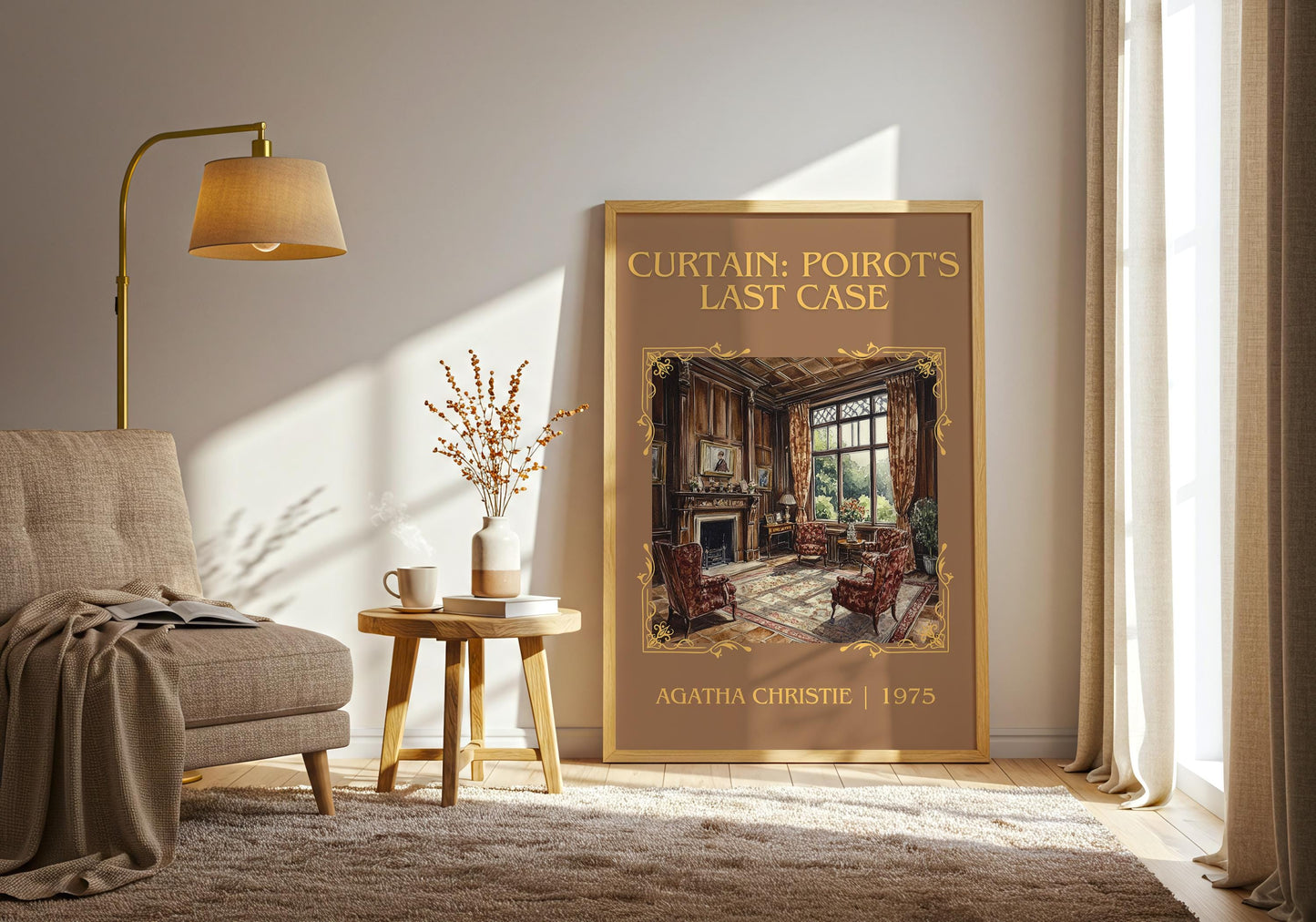 Curtain: Poirot's Last Case by Agatha Christie High Quality Poster Print.Free Delivery Wall Art. Author&Blurb Book/Novel Minimalist Gift