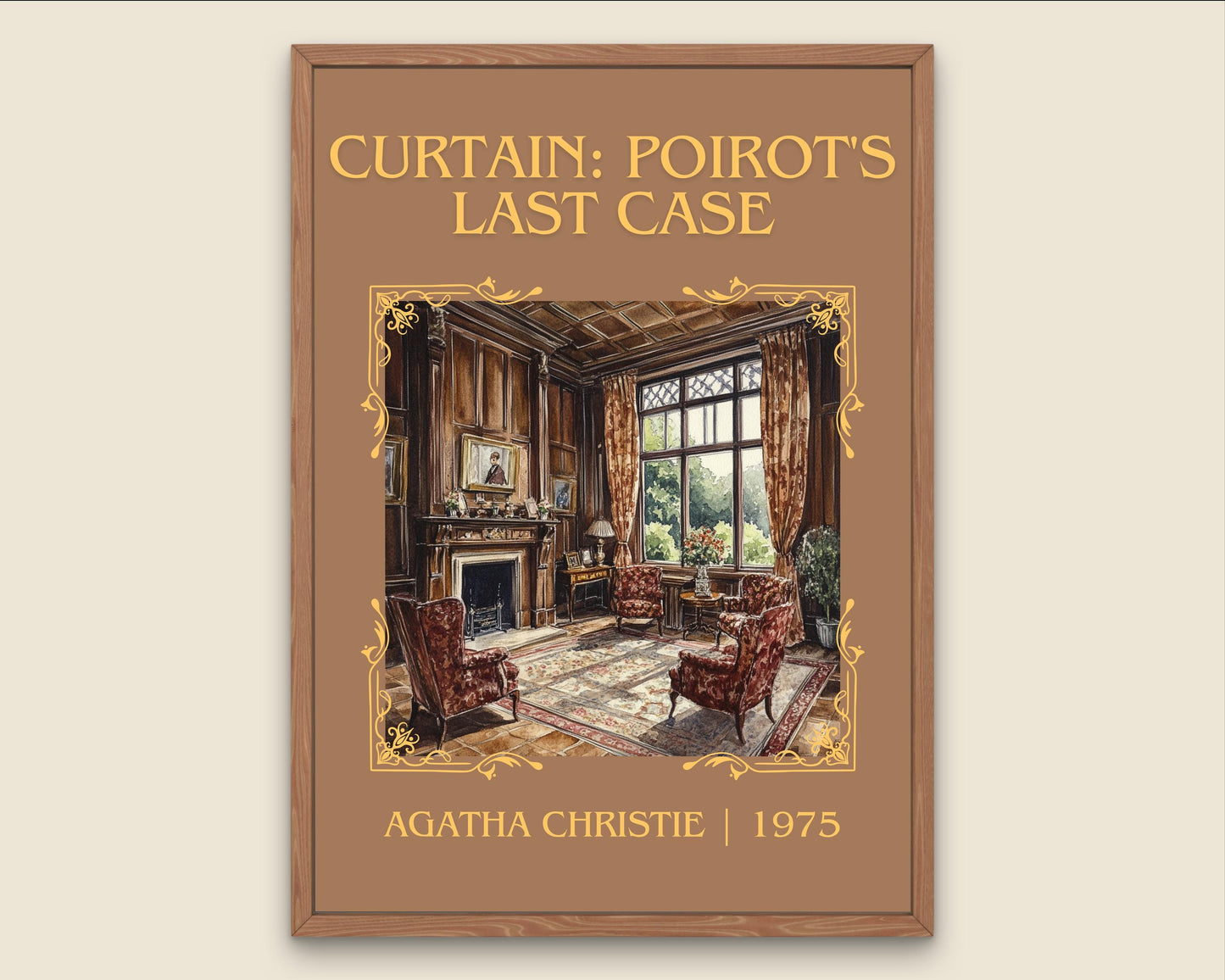 Curtain: Poirot's Last Case by Agatha Christie High Quality Poster Print.Free Delivery Wall Art. Author&Blurb Book/Novel Minimalist Gift