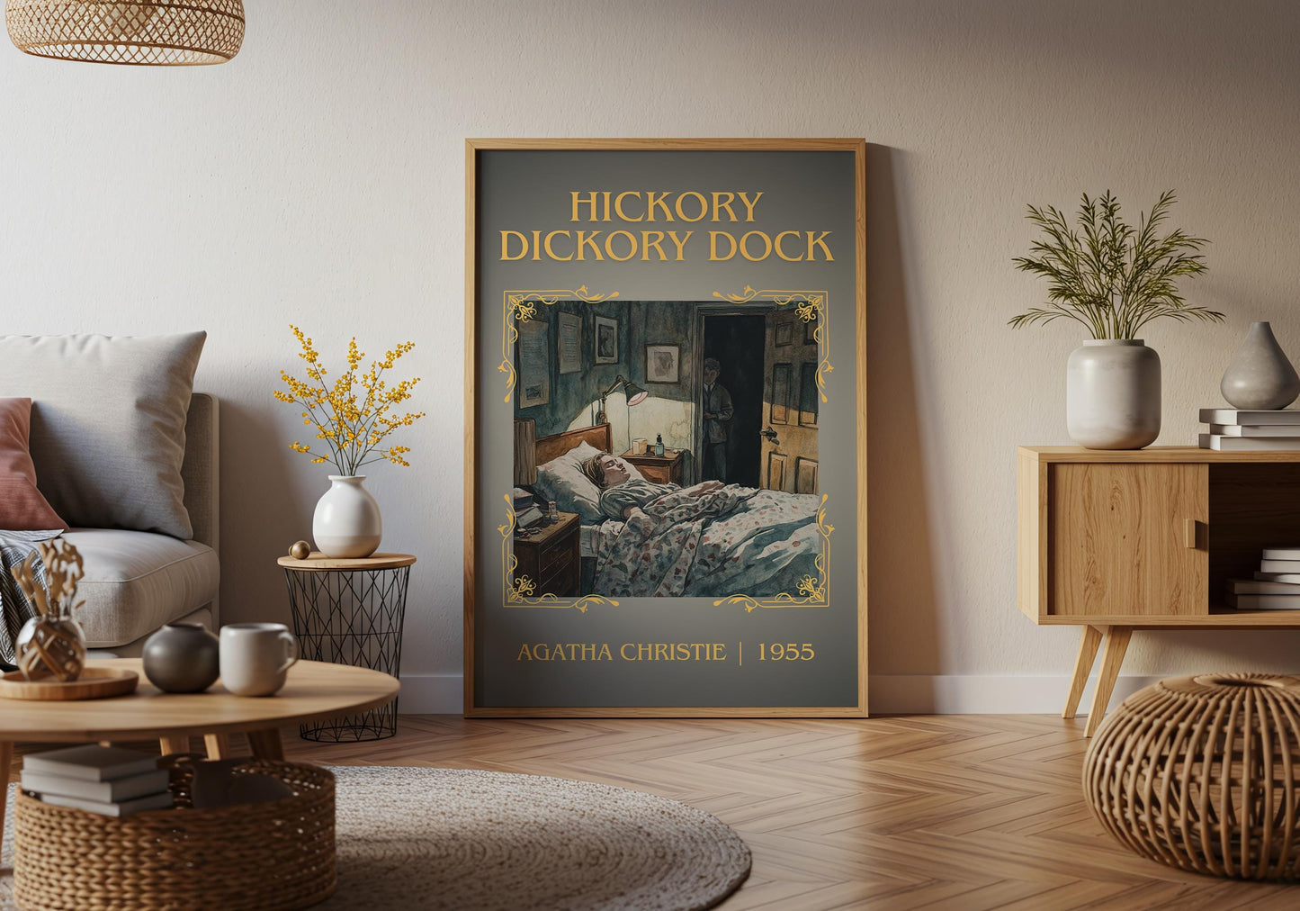Hickory Dickory Dock by Agatha Christie High Quality Poster Print.Free Delivery Wall Art. Author&Blurb Book/Novel Minimalist Gift Cover