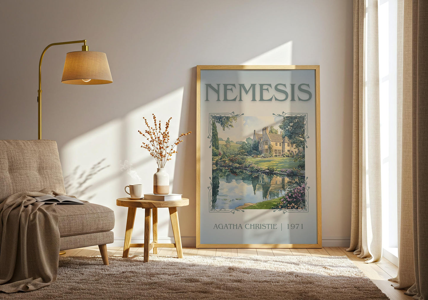Nemesis by Agatha Christie High Quality Poster Print.Free Delivery Wall Art-Author&Blurb Book/Novel Minimalist Home Gift Cover