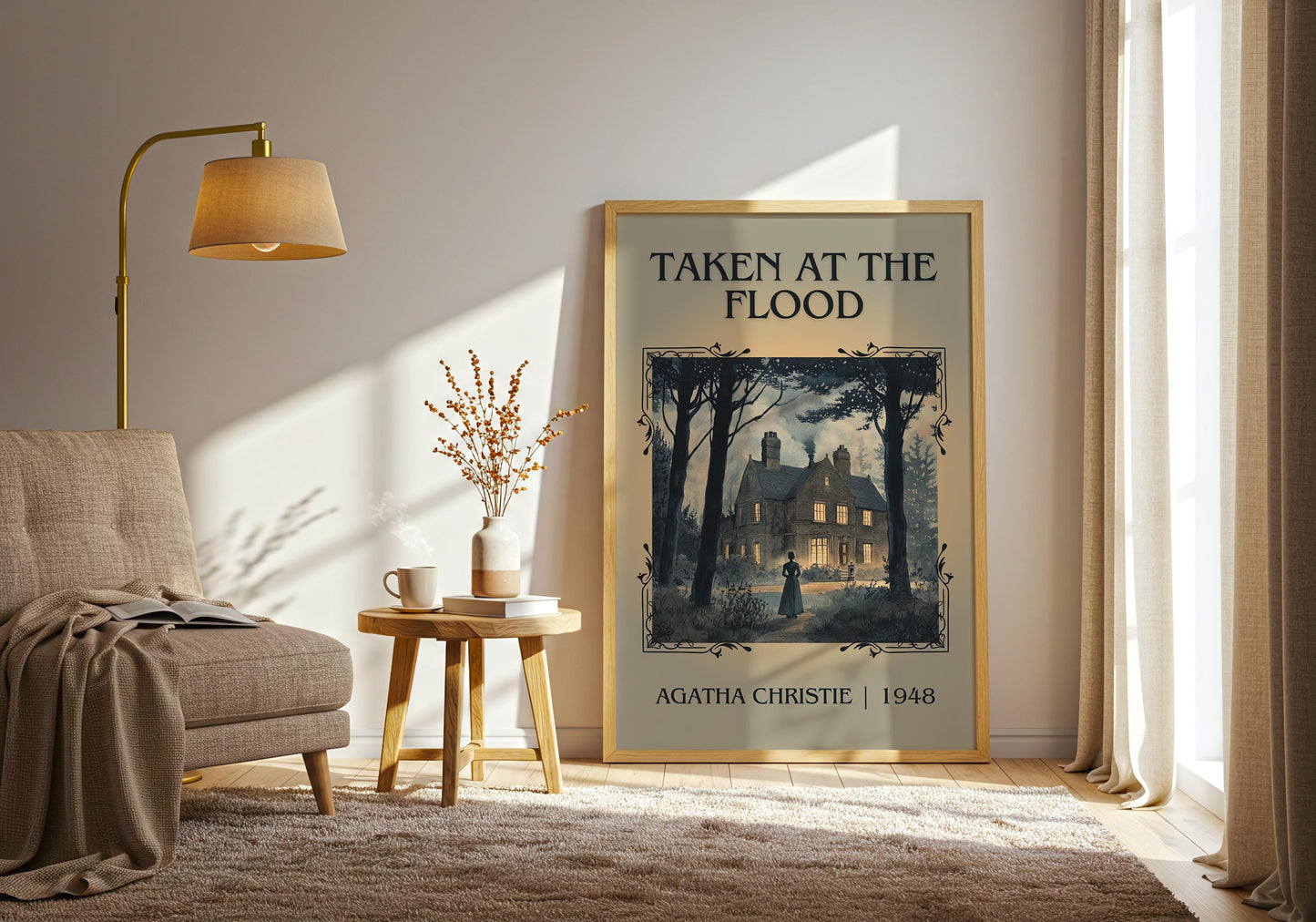 Taken At The Flood by Agatha Christie High Quality Poster Print.Free Delivery Wall Art-Author&Blurb Book Minimalist Home Gift Cover Decor