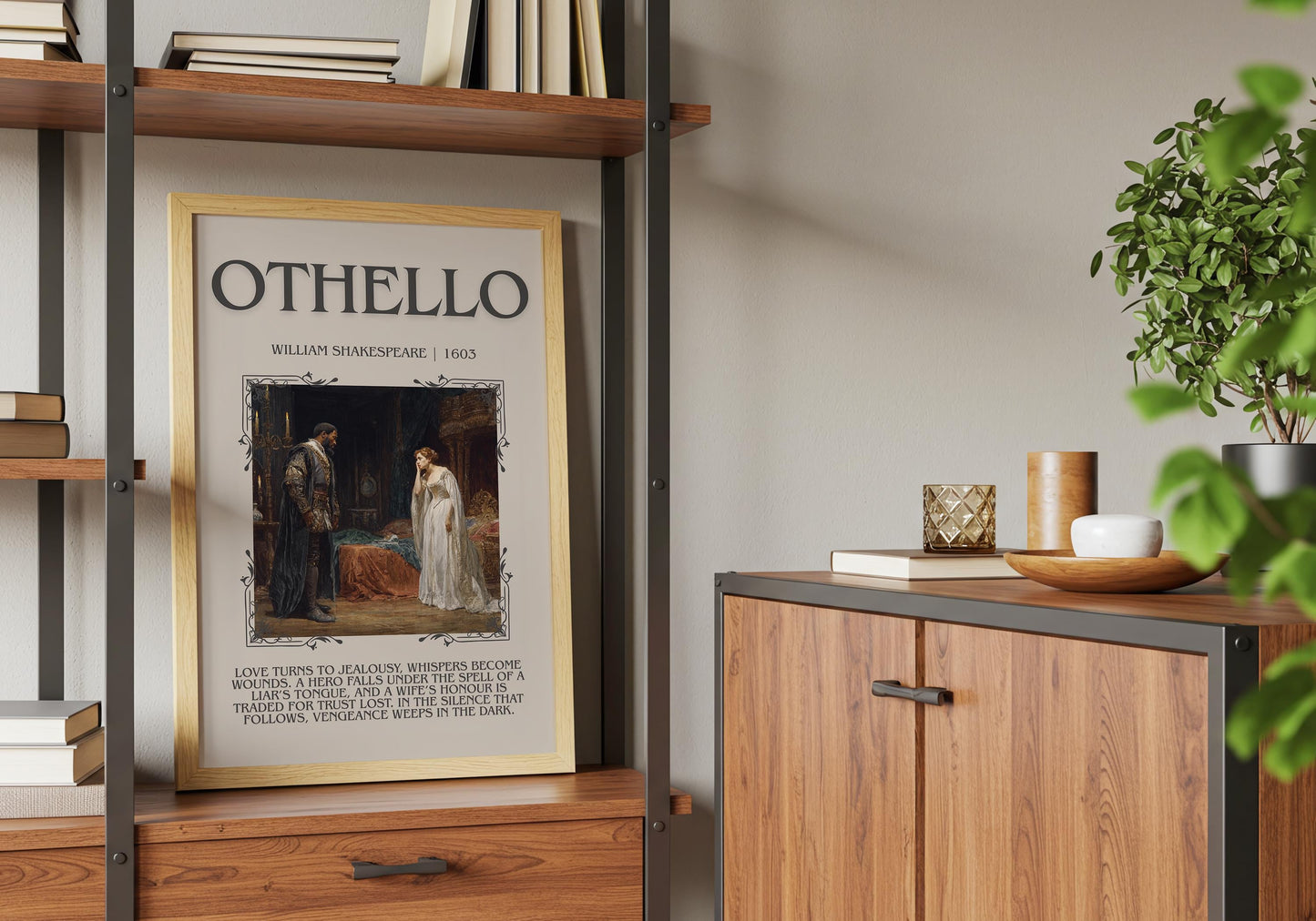Othello by William Shakespeare Descriptive, High Quality Poster Print.Free Delivery Wall Art.Author&Blurb Book Nook Gift Play Library