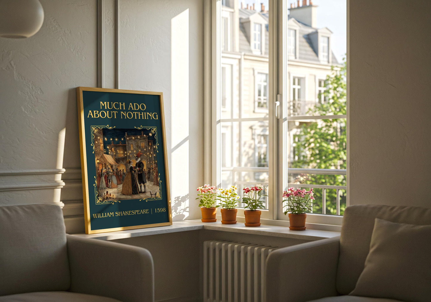 Much Ado About Nothing by William Shakespeare Descriptive, High Quality Poster Print.Free Delivery Wall Art.Author&Blurb Book Nook Gift Play